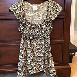 Max Studio Green and Brown Patterned Blouse